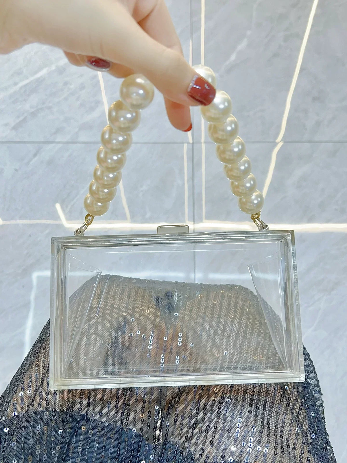 Acrylic Transparent Clutch Bag – Small Square Box Shoulder and Crossbody Bag for Women