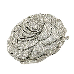 European and American Diamond-Encrusted Flower Dinner Bag – Rhinestone Banquet Clutch for Women