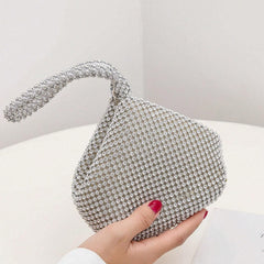 Sparkling Crystal Rhinestone Evening Bag – Silver Mesh Clutch for Women