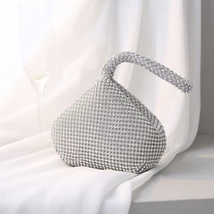 Sparkling Crystal Rhinestone Evening Bag – Silver Mesh Clutch for Women