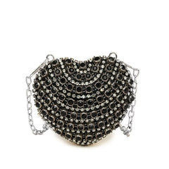 Heart-Shaped Rhinestone Evening Bag for Women – Shoulder & Crossbody Party Clutch