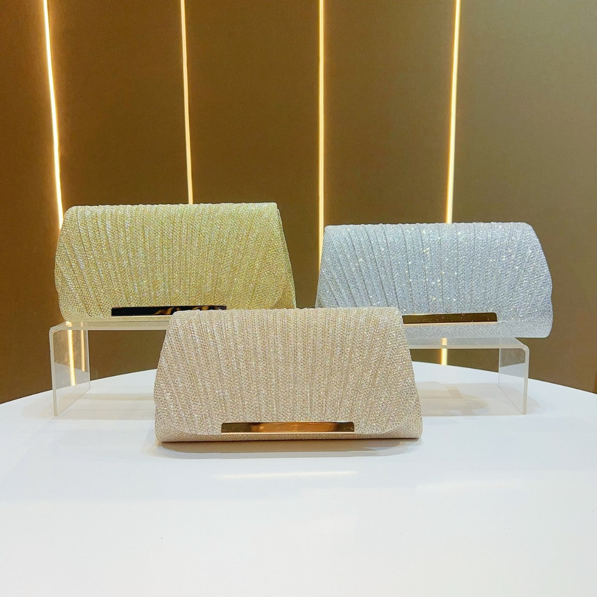 Pleated Evening Clutch for Women – Small Shoulder & Crossbody Purse