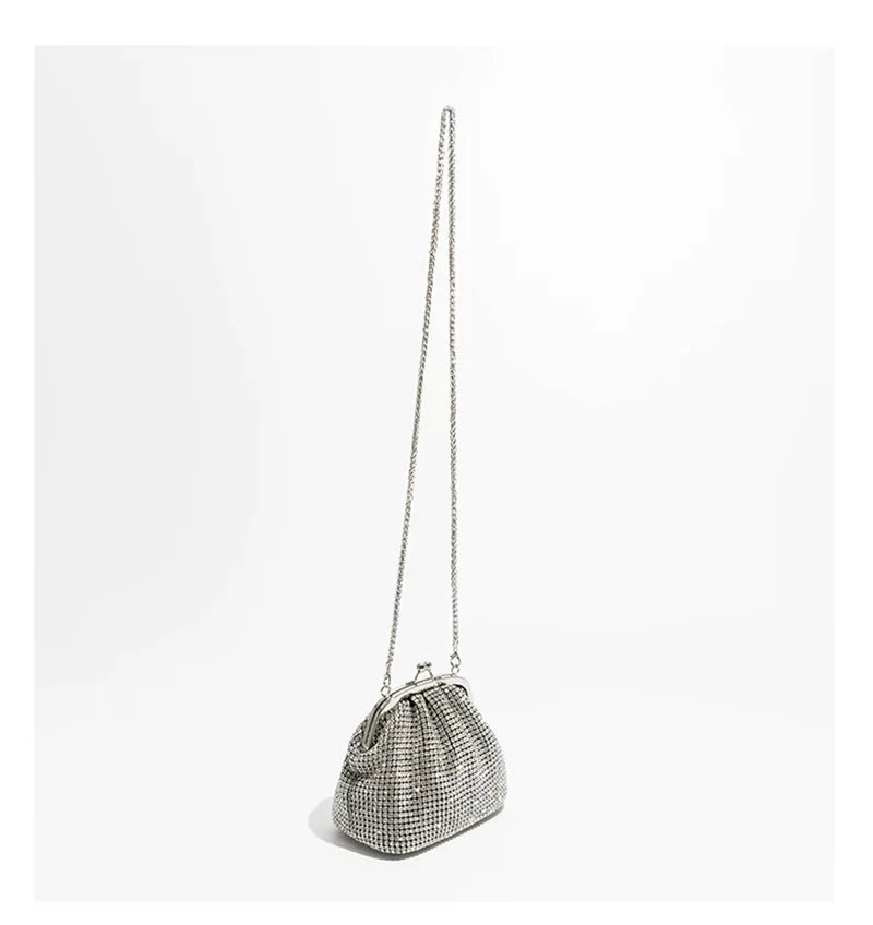 Rhinestone Dumpling Clutch Bag for Women – Handheld, Underarm or Crossbody Evening Bag