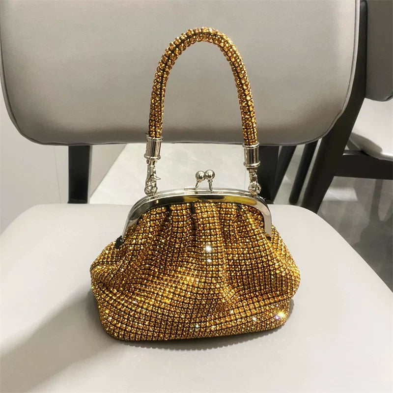 Rhinestone Dumpling Clutch Bag for Women – Handheld, Underarm or Crossbody Evening Bag