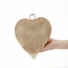 Heart-Shaped Evening Clutch Bag for Women – Tiled Pattern Formal Handbag