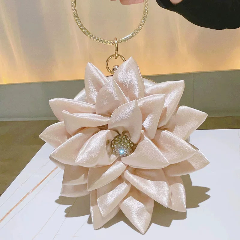 Flower Girl Bag – Champagne Apricot Evening Handbag, Retro Style Cheongsam & Fairy Bag
