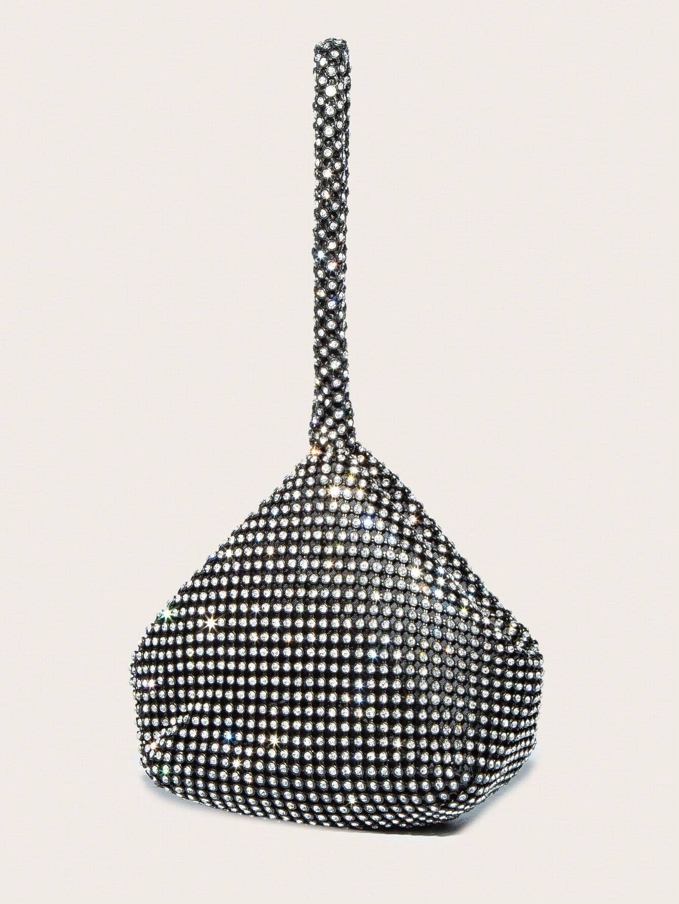 Sparkling Crystal Rhinestone Evening Bag – Silver Mesh Clutch for Women