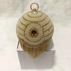 Cheongsam Round Rhinestone Evening Bag Fresh Plaid Chain Fashion Handbag Sweet Ladies Diamond Banquet Bag