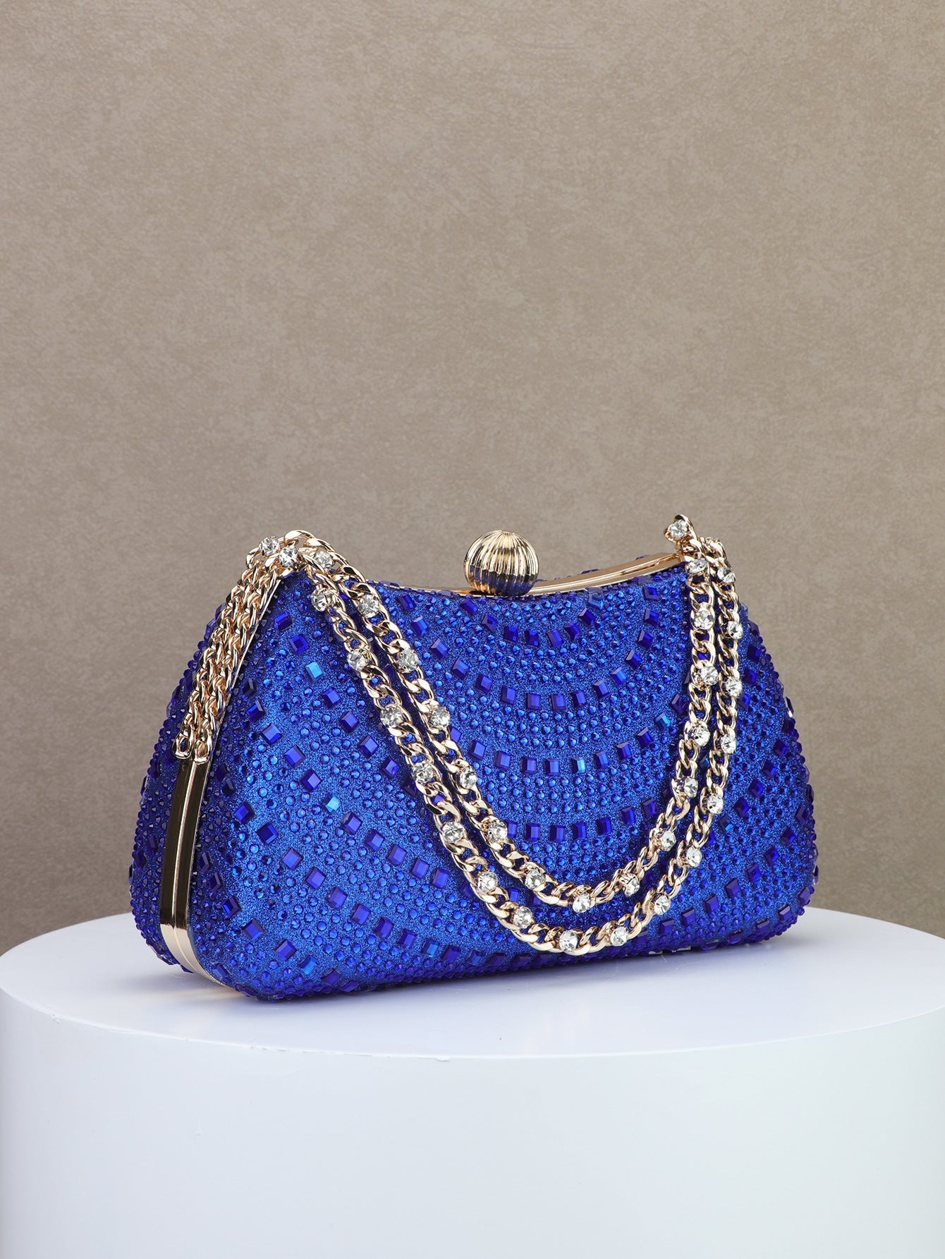 Diamond-Detail Handheld Bridal Clutch for Wedding, Dinner, and Banquet