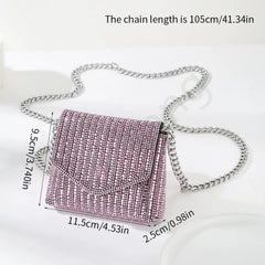 Rhinestone Glass Square Bag – Multi-Color Lipstick Crossbody Bag for Ladies