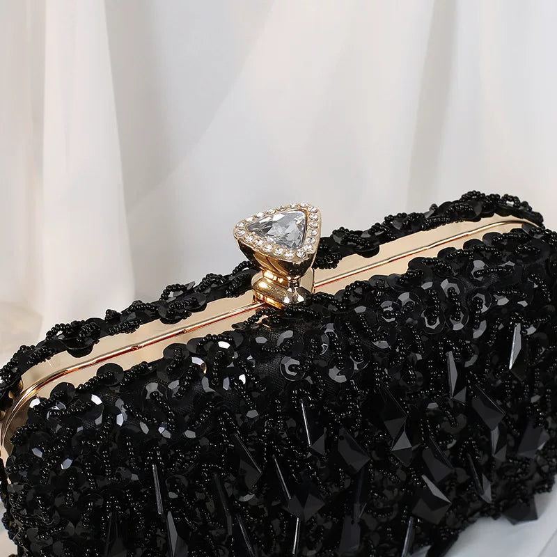Colorful Ruffled Clutch Bag – Diamond-Embellished Evening Bag for Women, Available in Multiple Colors