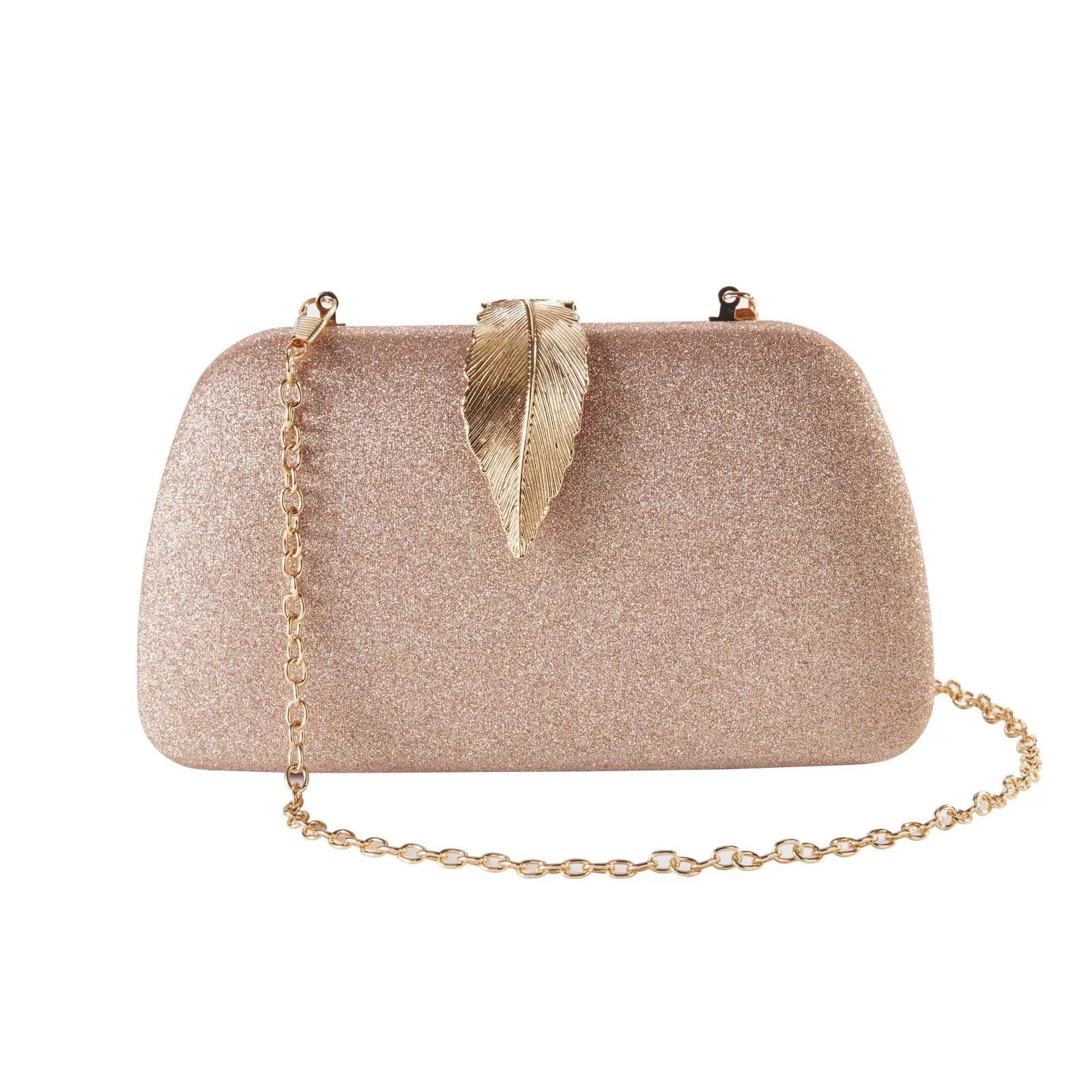 New Fashion Simple Leaf Clutch – Glitter Fabric Banquet Dinner Bag, Small Square Wedding Bag