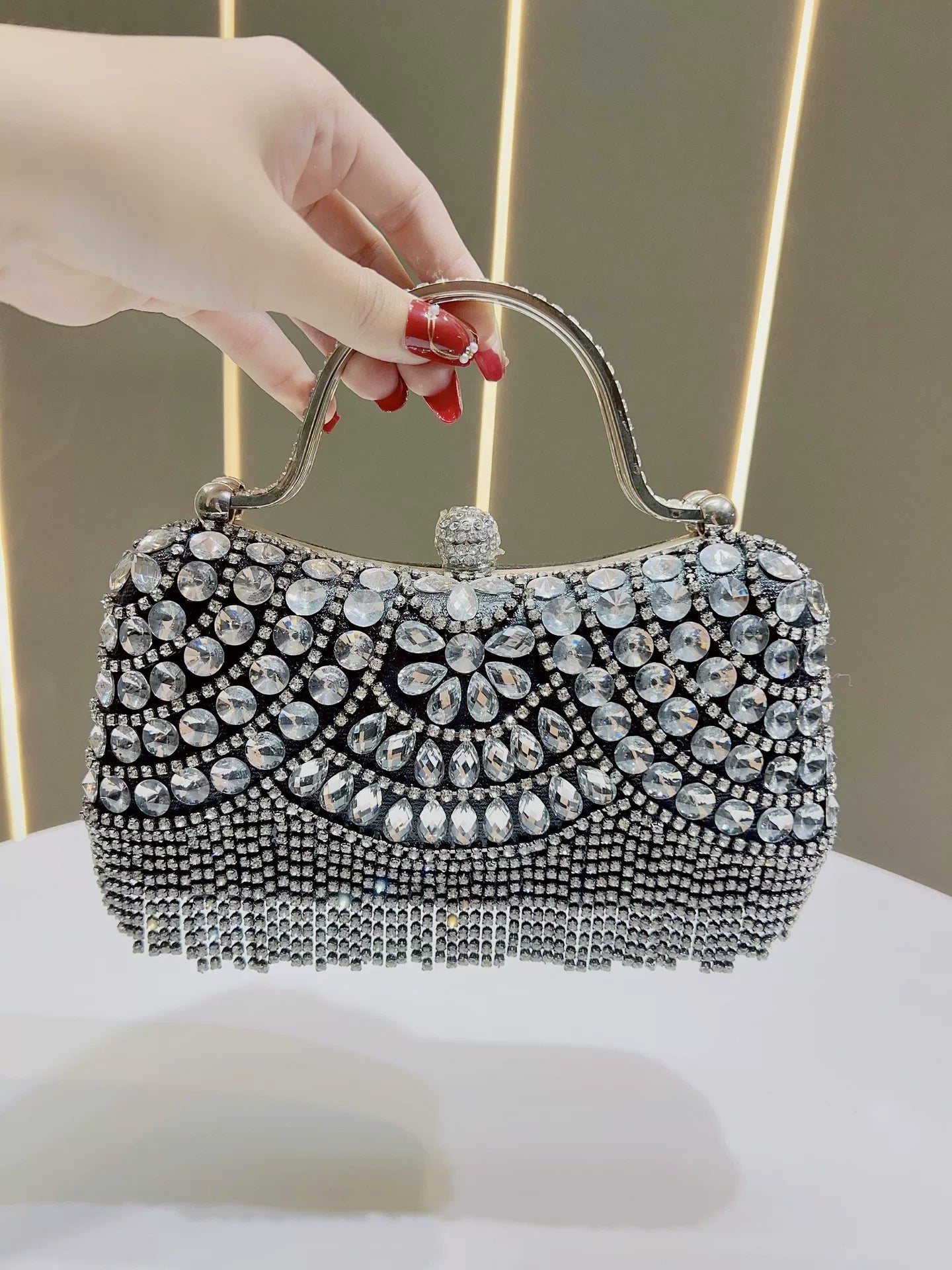Rhinestone Tassel Evening Clutch for Women – Wedding & Banquet Shoulder Crossbody Bag