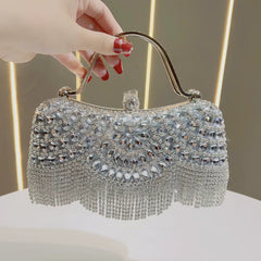 Rhinestone Tassel Evening Clutch for Women – Wedding & Banquet Shoulder Crossbody Bag
