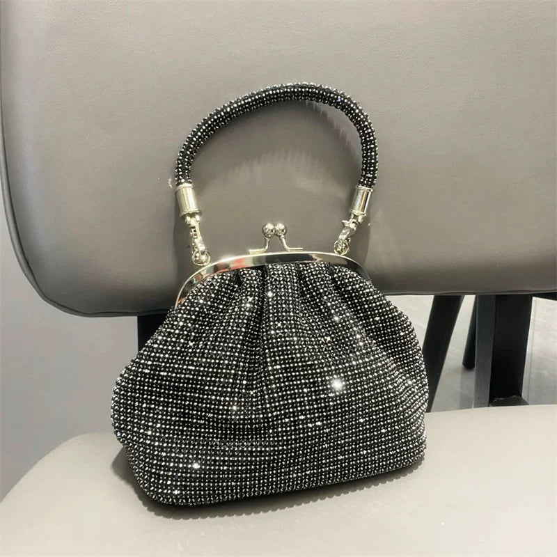 Rhinestone Dumpling Clutch Bag for Women – Handheld, Underarm or Crossbody Evening Bag