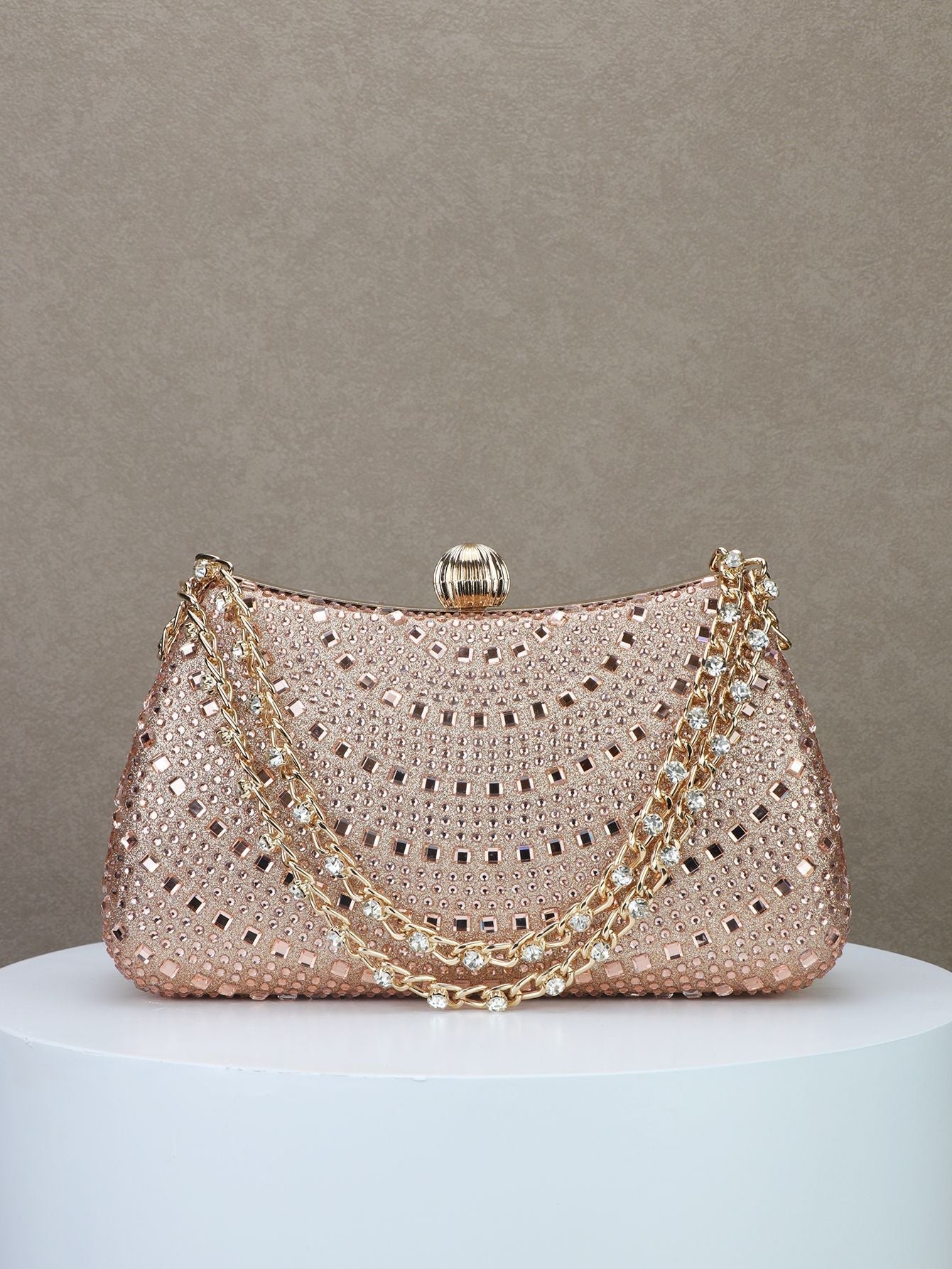 Sparkling Diamond Bridal Clutch Bag for Dinner and Banquet with Portable Design