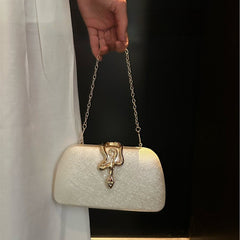 Snake Lock Evening Clutch Bag with Chain Strap for Party and Banquet