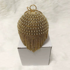 Cheongsam Round Rhinestone Evening Bag Fresh Plaid Chain Fashion Handbag Sweet Ladies Diamond Banquet Bag