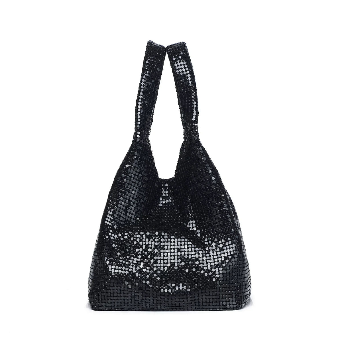 European and American Aluminum Plate Evening Bag – Shiny Sequin Bucket Vest Handbag for Ladies