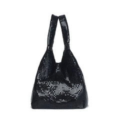 European and American Aluminum Plate Evening Bag – Shiny Sequin Bucket Vest Handbag for Ladies