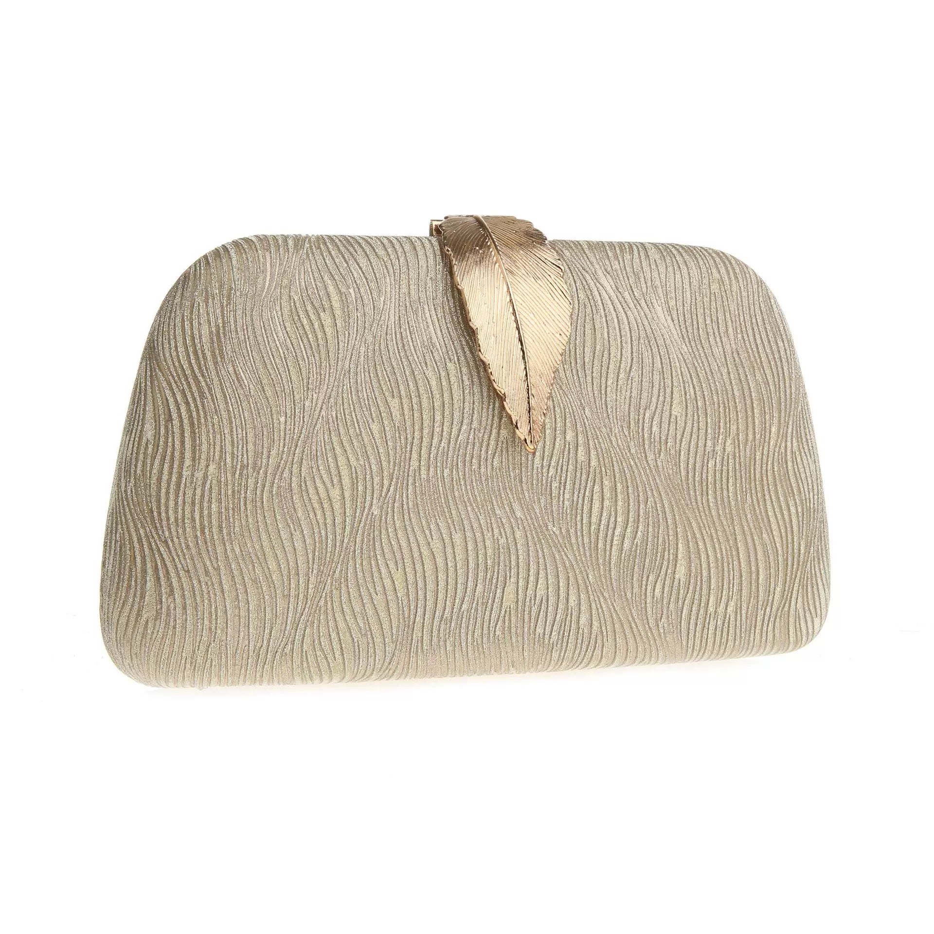 New Fashion Simple Leaf Clutch – Glitter Fabric Banquet Dinner Bag, Small Square Wedding Bag
