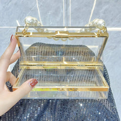 Acrylic Transparent Clutch Bag – Small Square Box Shoulder and Crossbody Bag for Women