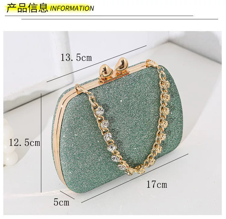 Small Love Rhinestone Dinner Bag – Portable Crossbody Small Square Clutch for Celebrity Banquets