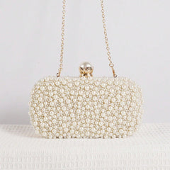 Beaded Evening Clutch Bag with Pearl Detail for Dinner Party and Banquet
