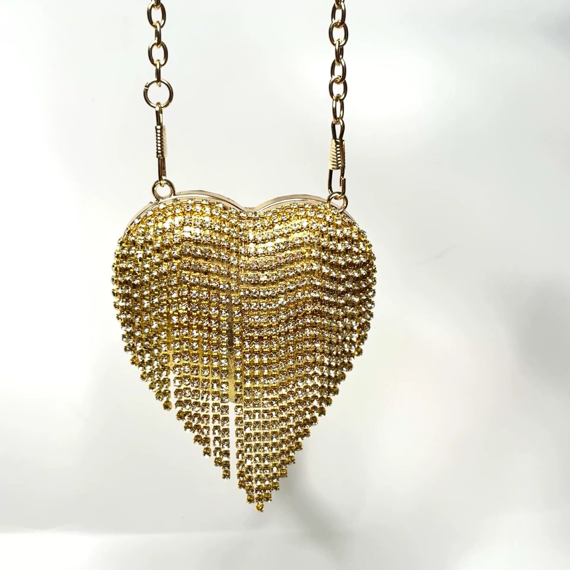 Heart-Shaped Rhinestone Evening Bag for Women – Shoulder & Crossbody Party Clutch