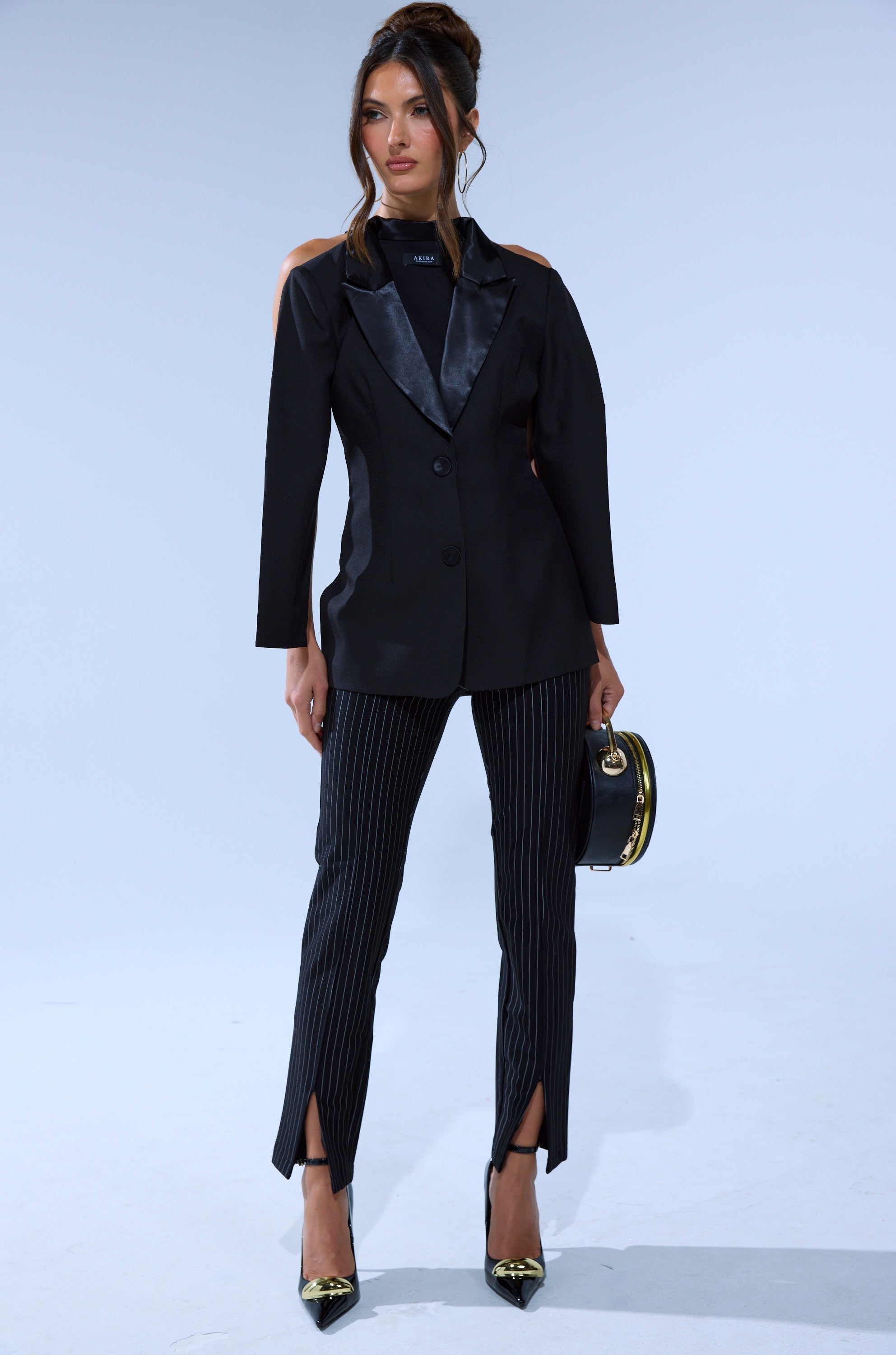 TELL ME ABOUT IT BUTTON DOWN BLAZER BLOUSE