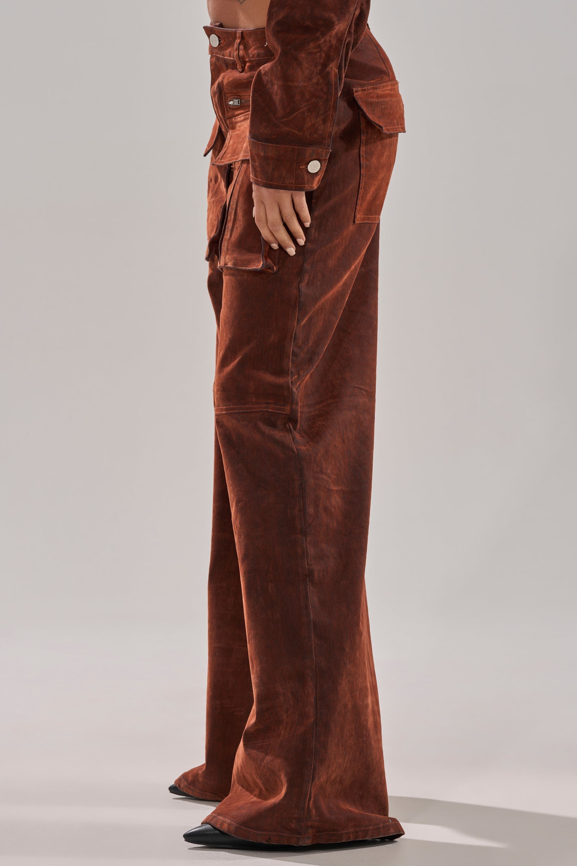 THINK ABOUT YOU ALL THE TIME VELVET DENIM CARGO TROUSER