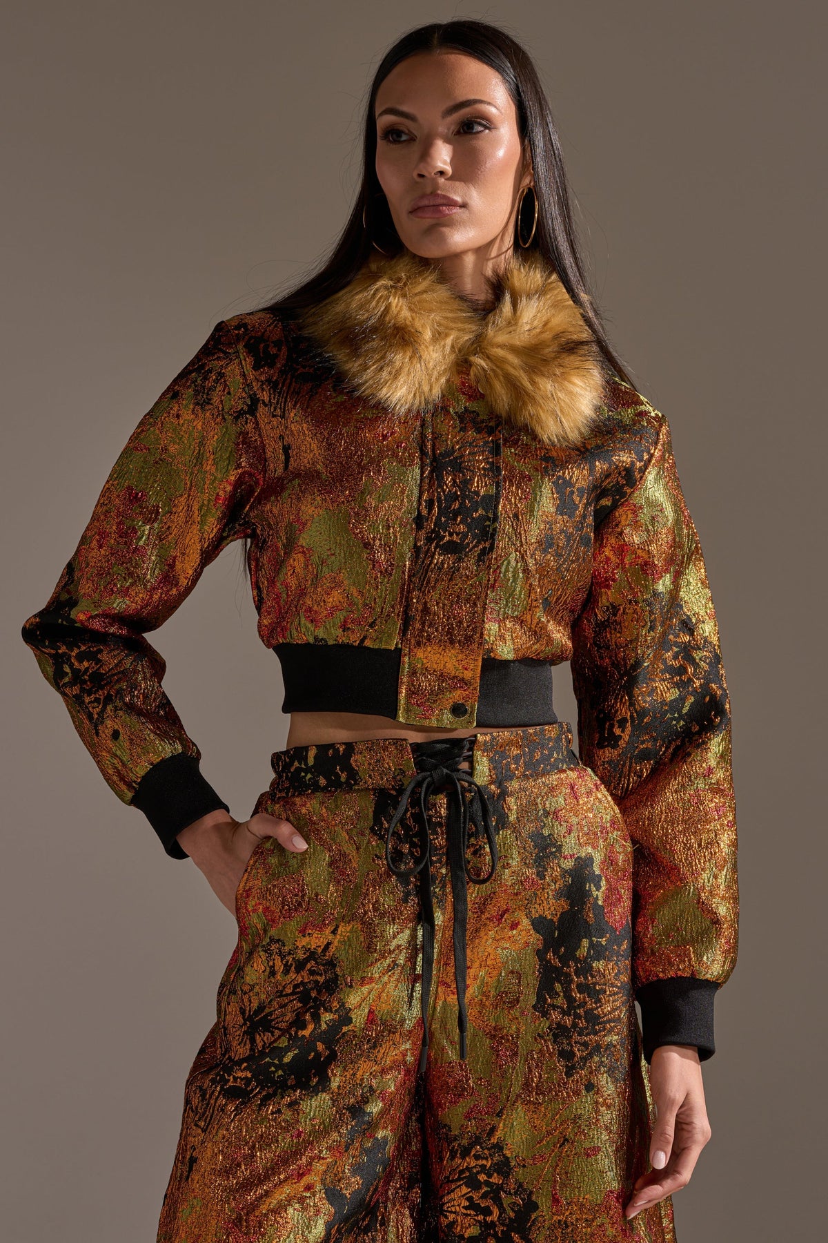 TWIN FLAME BROCADE BOMBER