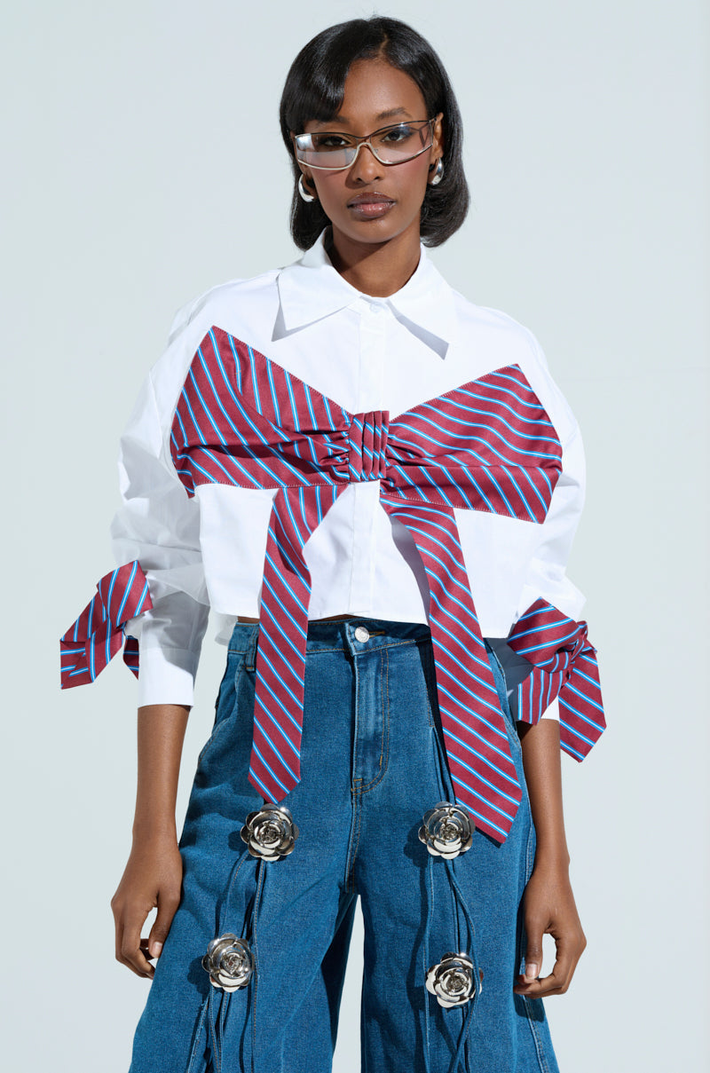 TIED TO YOU BUTTON DOWN BLOUSE
