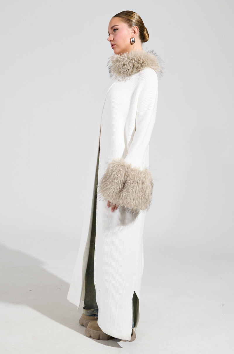 SNOWY NIGHT LONG CARDIGAN IN IVORY