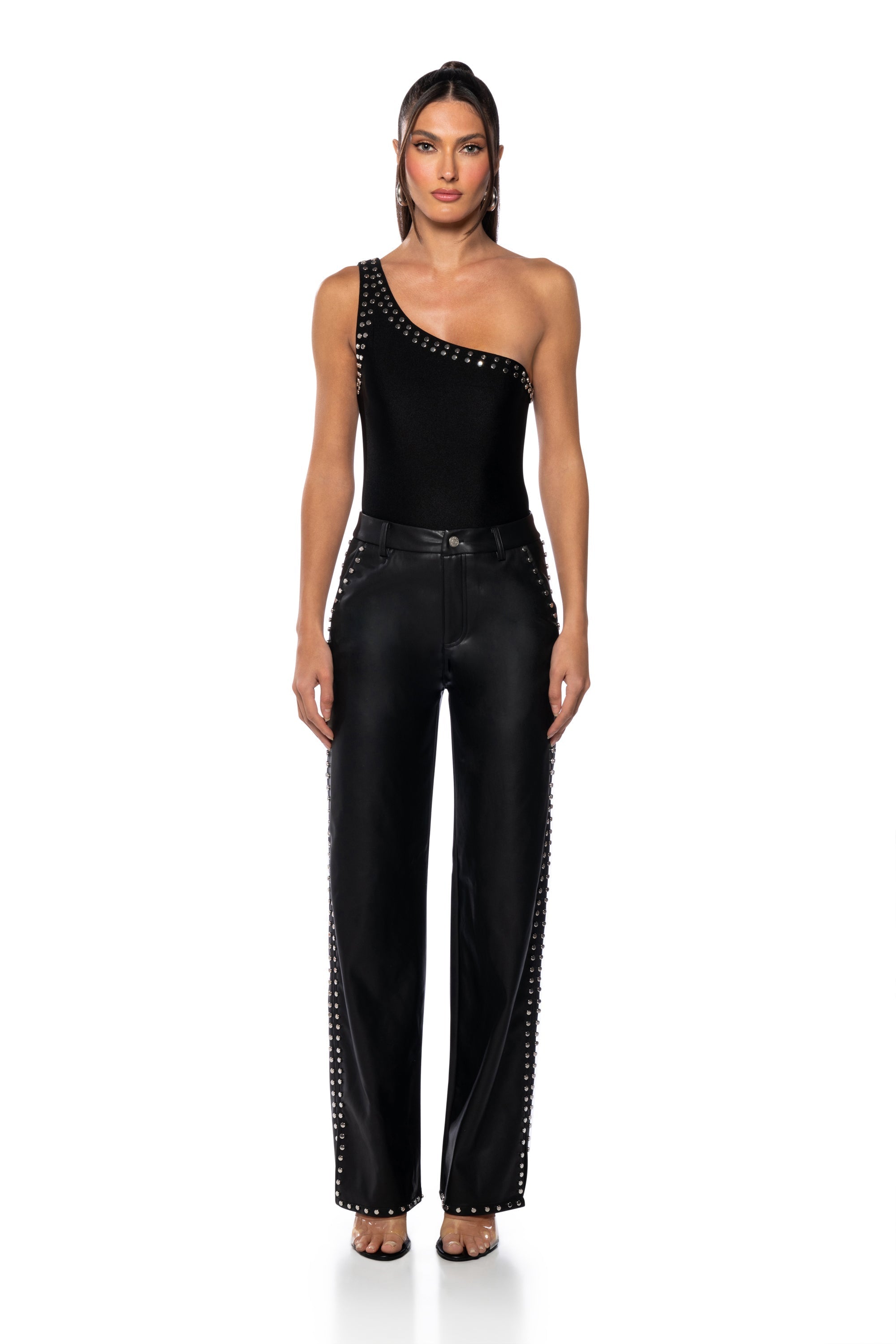 ALWAYS ON TIME ONE SHOULDER SLINKY BODYSUIT