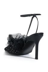 AZALEA WANG HAWAII EMBELLISHED TULLE PUMP IN BLACK