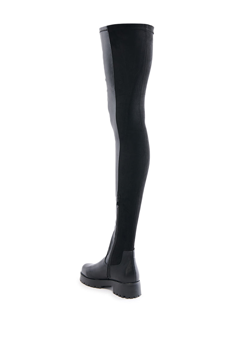 AZALEA WANG HAYDEE BLACK OVER THE KNEE SUEDE AND PU BOOT
