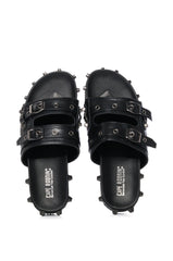 COMBOO EMBELLISHED FLAT SANDAL BLACK