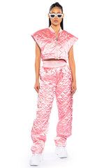 ARYA QUILTED SATIN VEST
