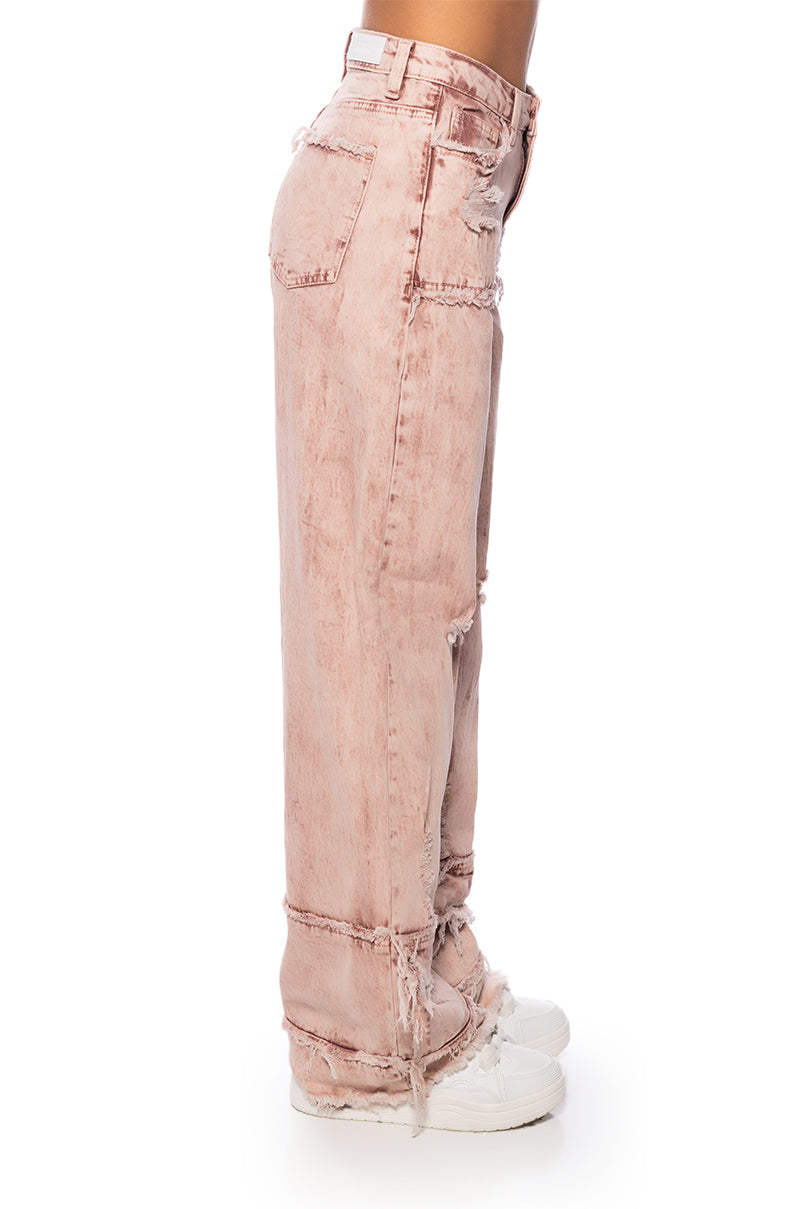 FAYE DISTRESSED RELAXED FIT JEANS