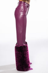 GIULIA THREE-DEE FAUX LEATHER FUR PANTS