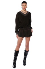 KAYLANI PLEATED MINI SKIRT IN CHARCOAL GREY
