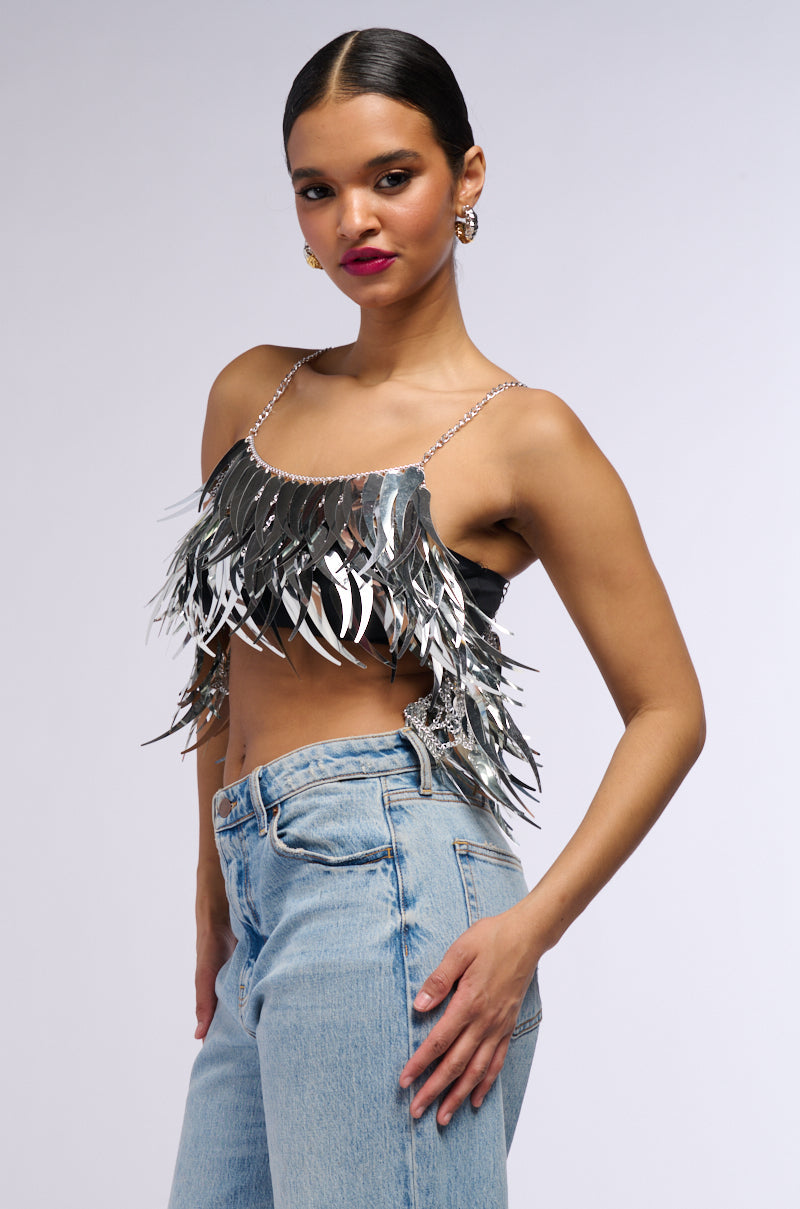 LATE AT NIGHT DANCING METALLIC BRALETTE