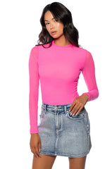 PAXTON SEXY DOUBLE MESH LONG SLEEVE BODYSUIT