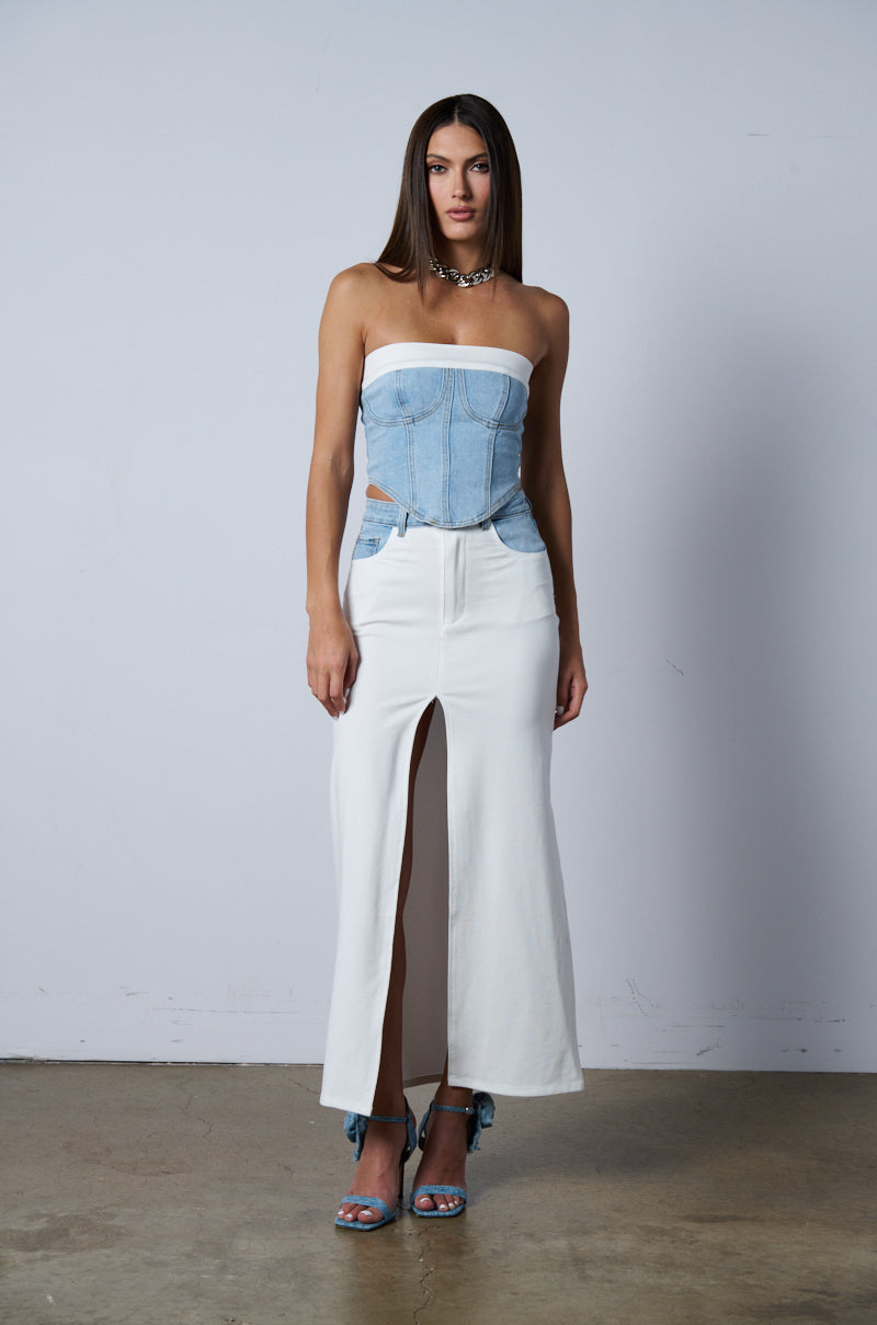 SOLO DANCE DENIM CORSET TOP