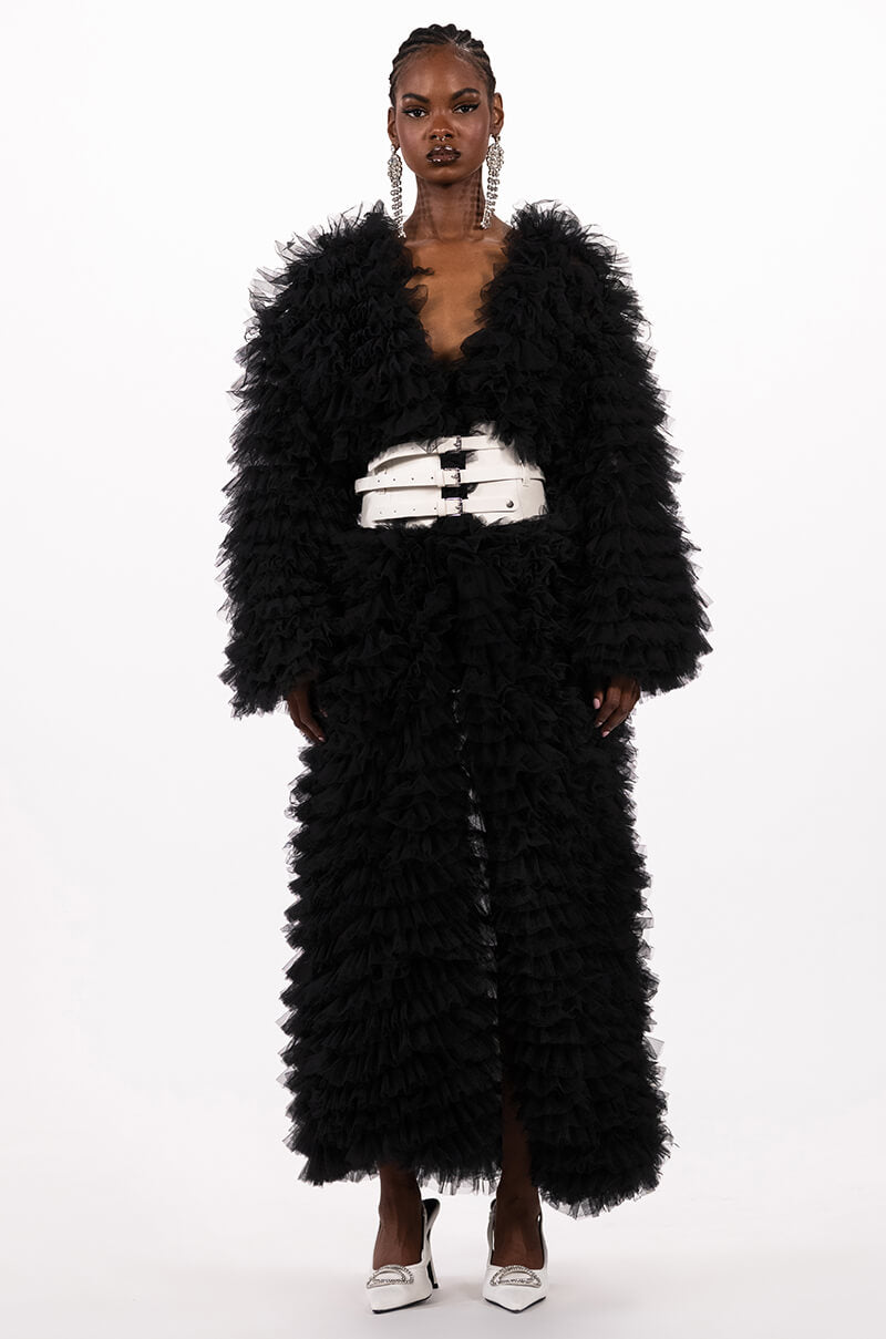 TAKE A BOW AVANT GARDE RUFFLE TRENCH