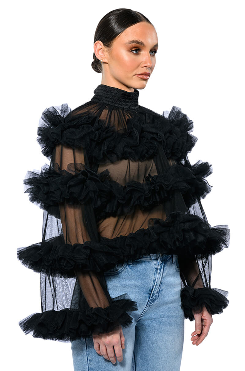 MULTI LAYER RUFFLES STATEMENT TOP