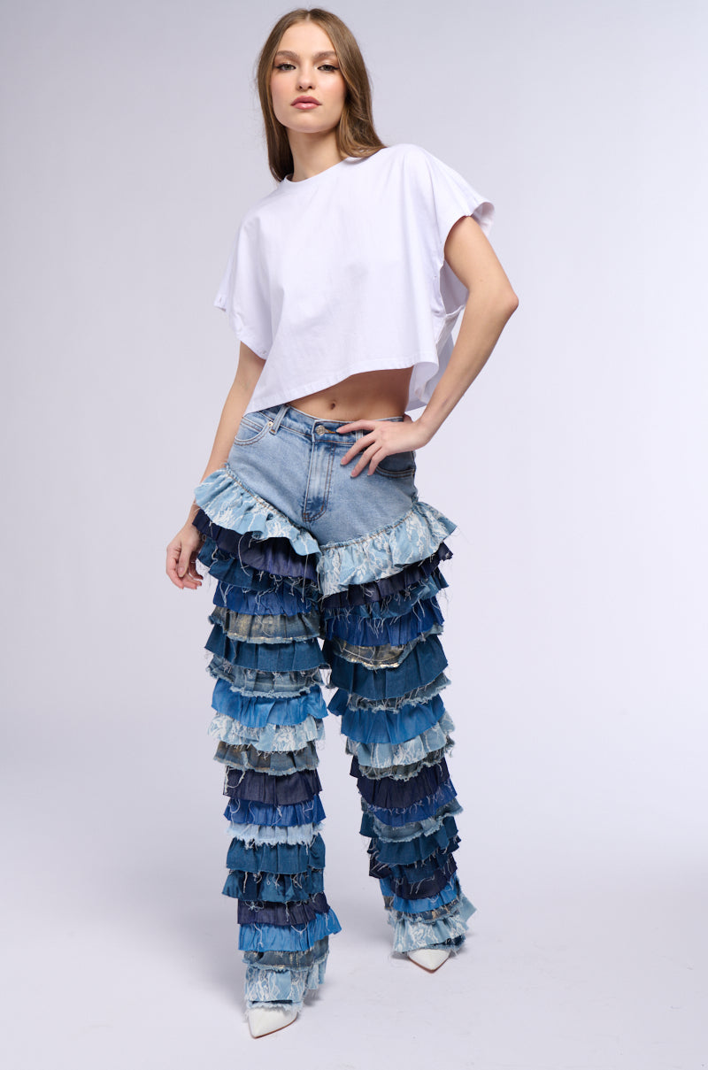 WONDERLAND RUFFLED SLEEVE T SHIRT